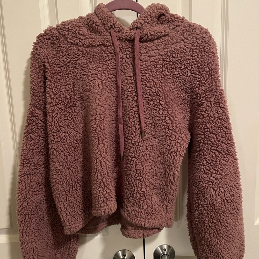 Purple Sherpa Vintage Havana Cropped Hoodie Size Small